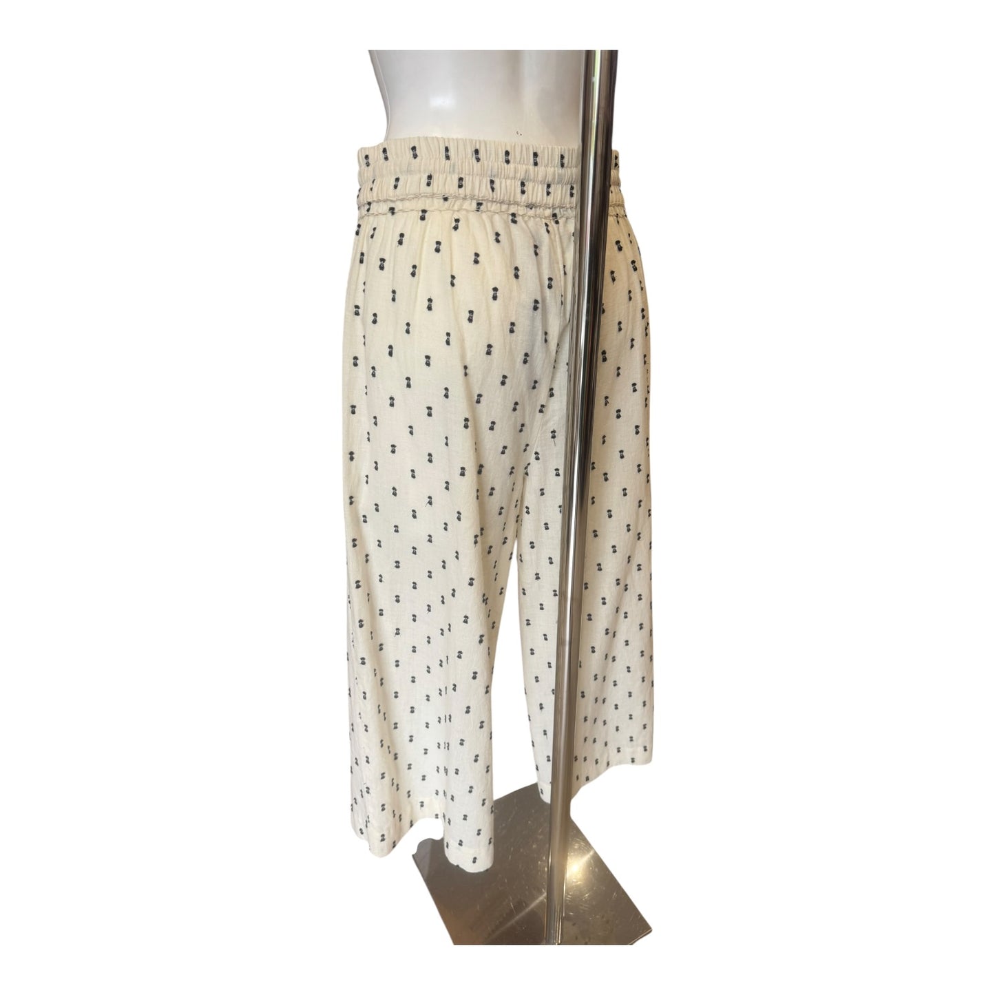 Costa Mani Gwennie Cream and Black Cotton Trousers - 10 - NEW
