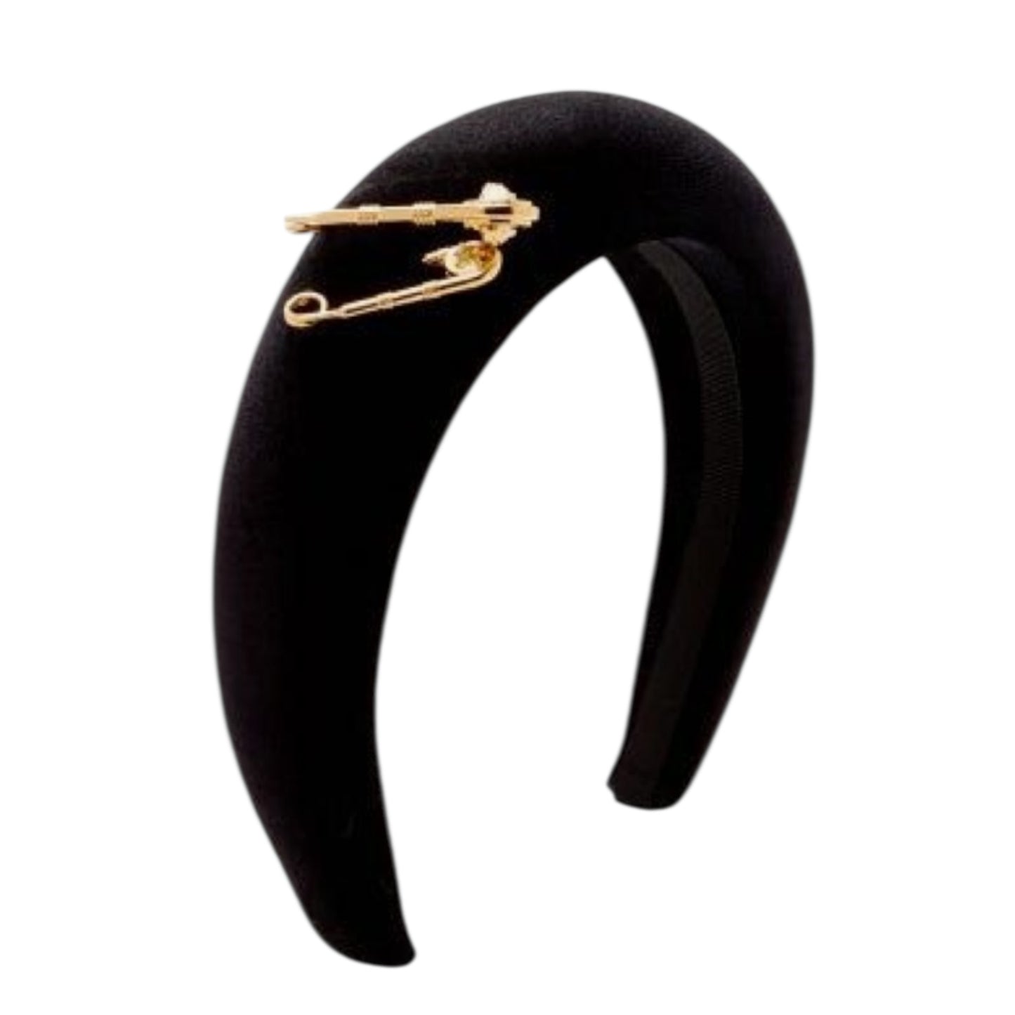 Versace Black Velvet and Gold Safety Pin Headband