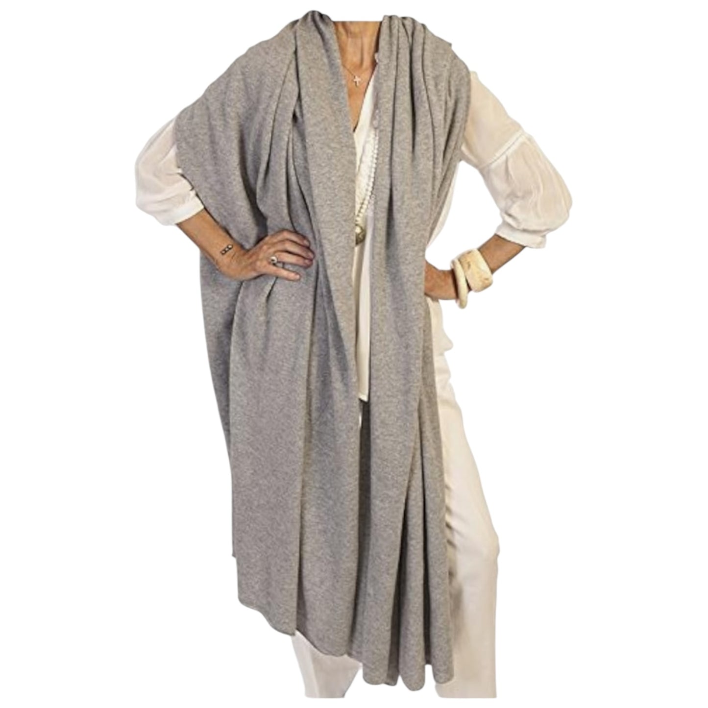 Catherine Robinson Grey Pure Cashmere Oversized Wrap