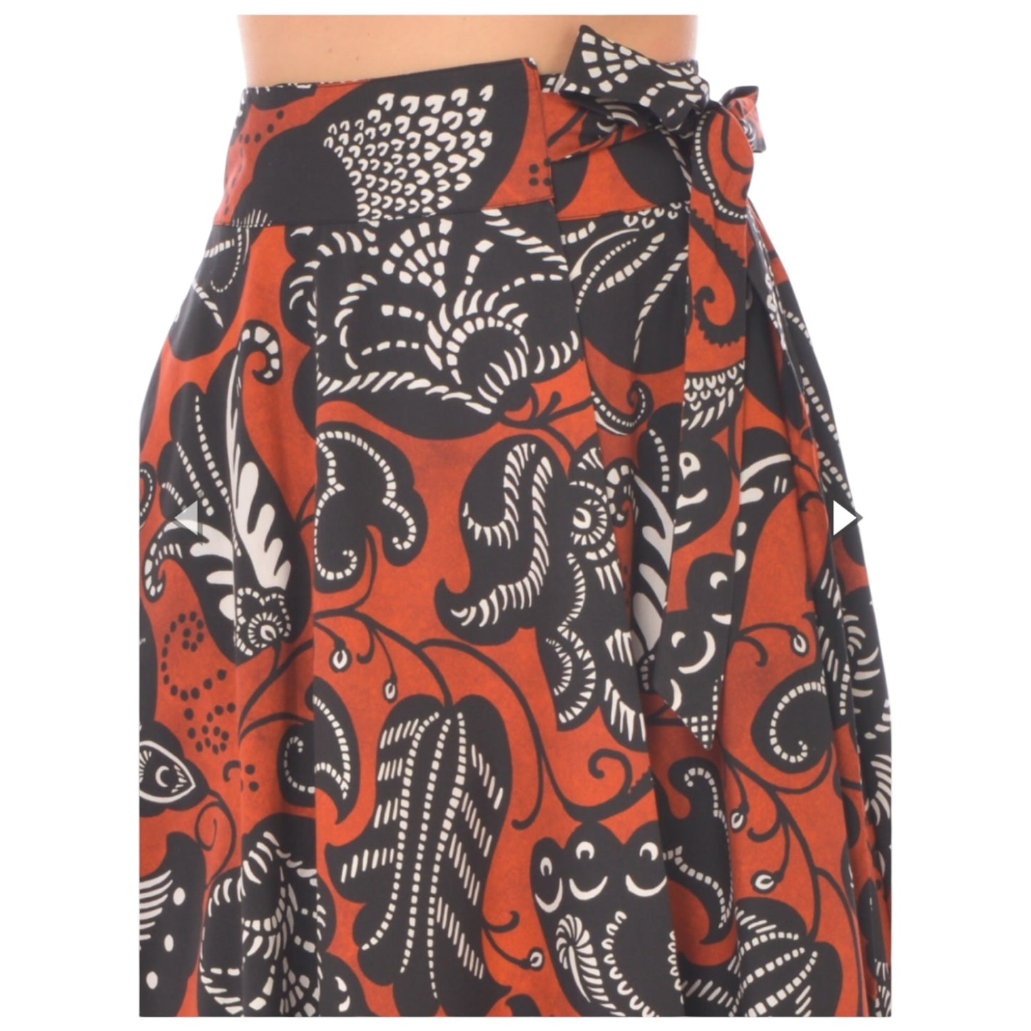 Icona 100% Cotton Brown and Black Print Skirt - 12 - NEW