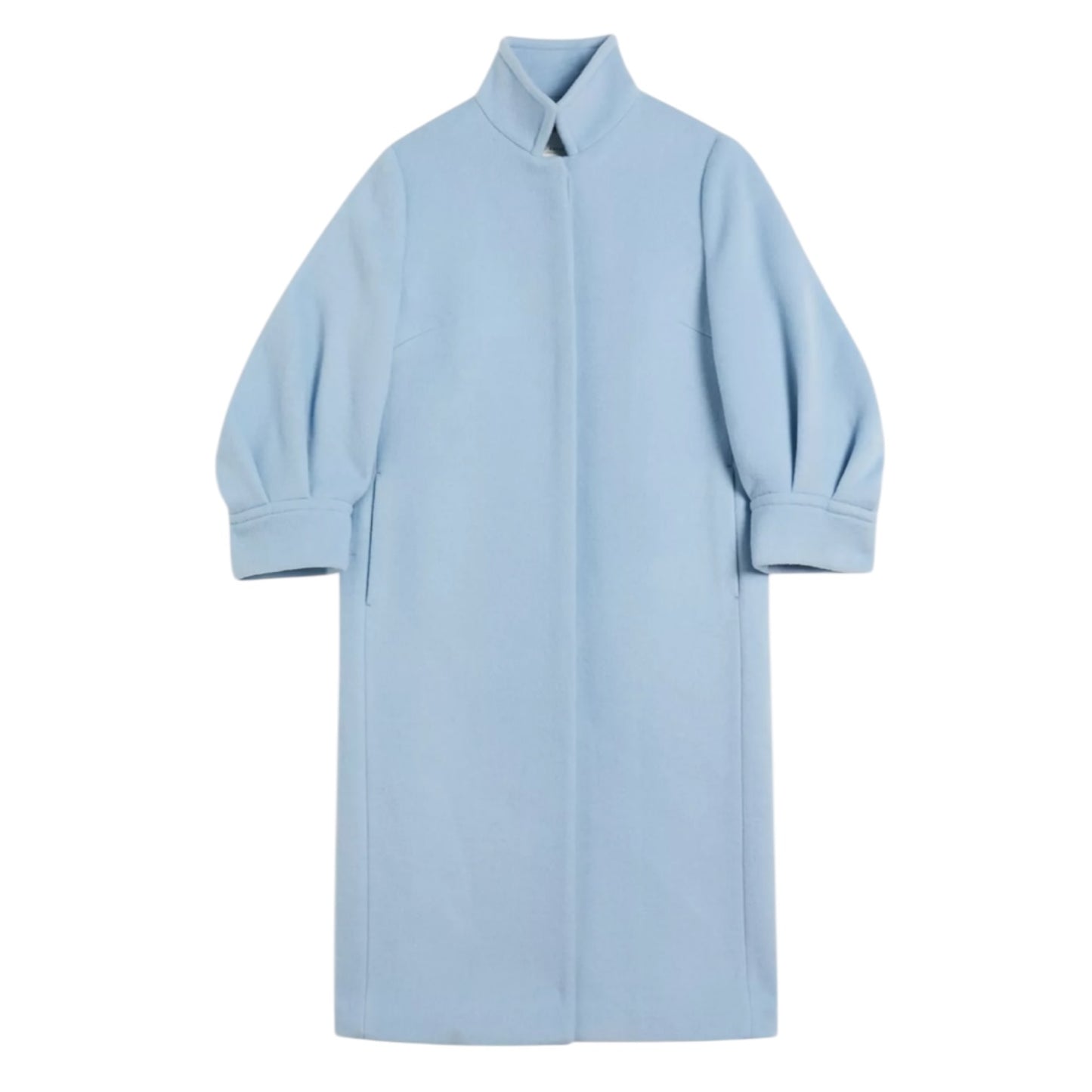 Ted Baker Sairse Pleated-Sleeve Pale Blue Coat - 12
