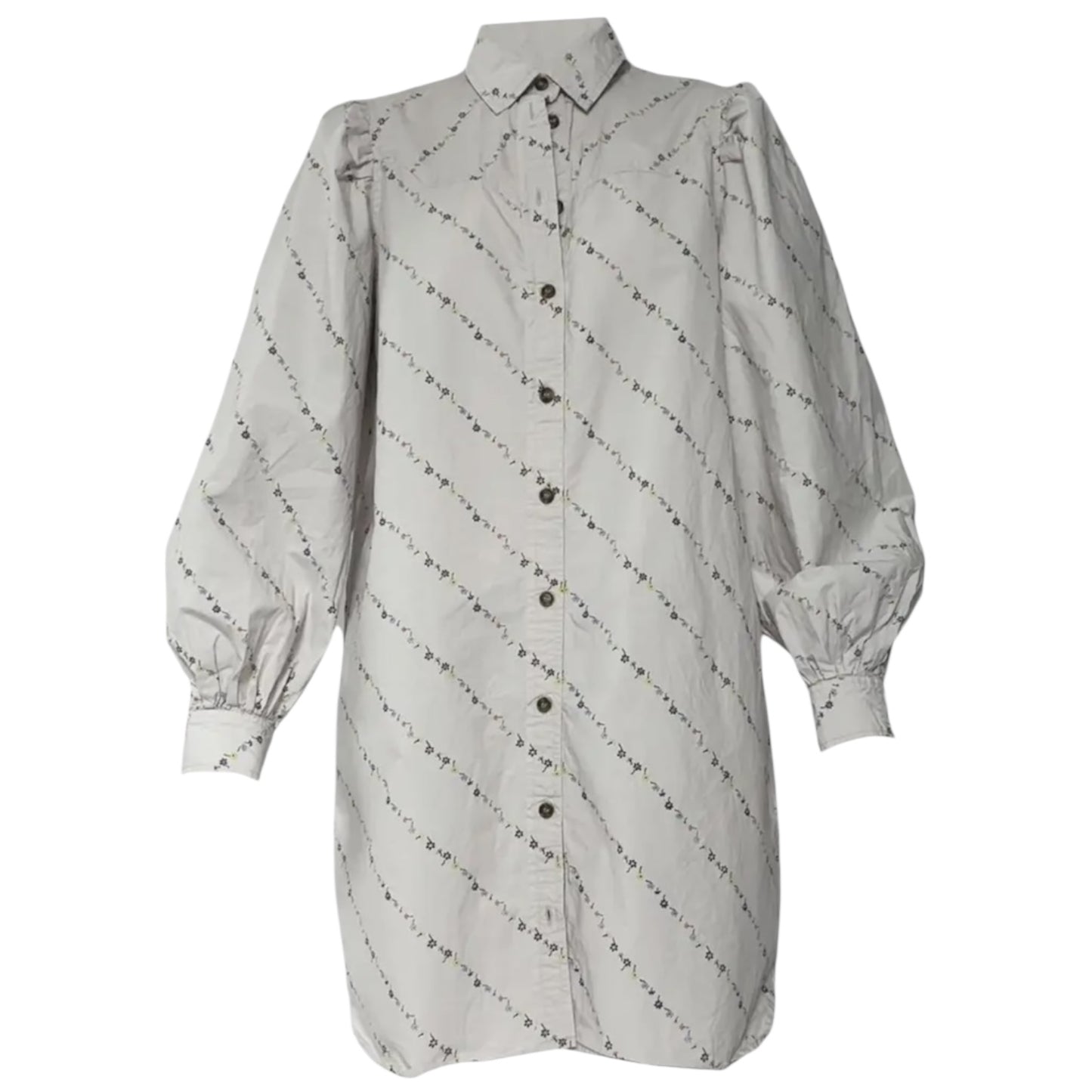 Ganni Vapour Blue Cotton Poplin Shirt Dress - 10 - NEW
