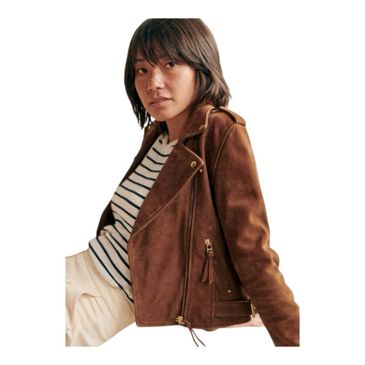 Sezane Brown Suede Zig Jacket - 8/10