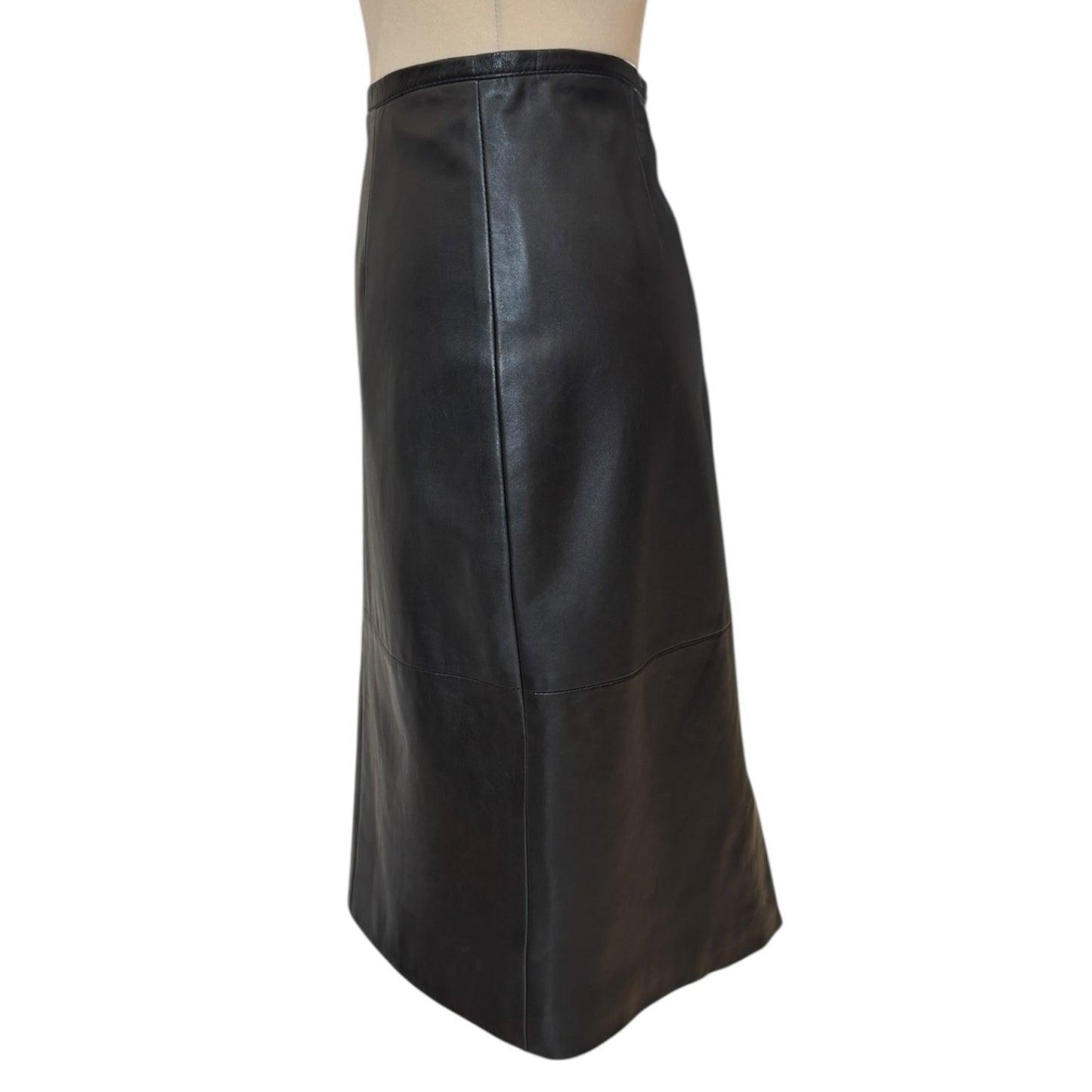 Helen McAlinden Black Leather Pencil Skirt - 12