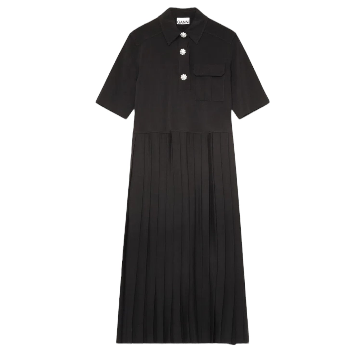 Ganni Black Shirt Dress - 12