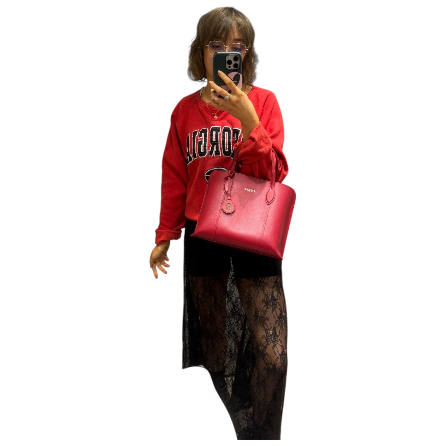 Furla Vittoria M Tote Bag in Maroon