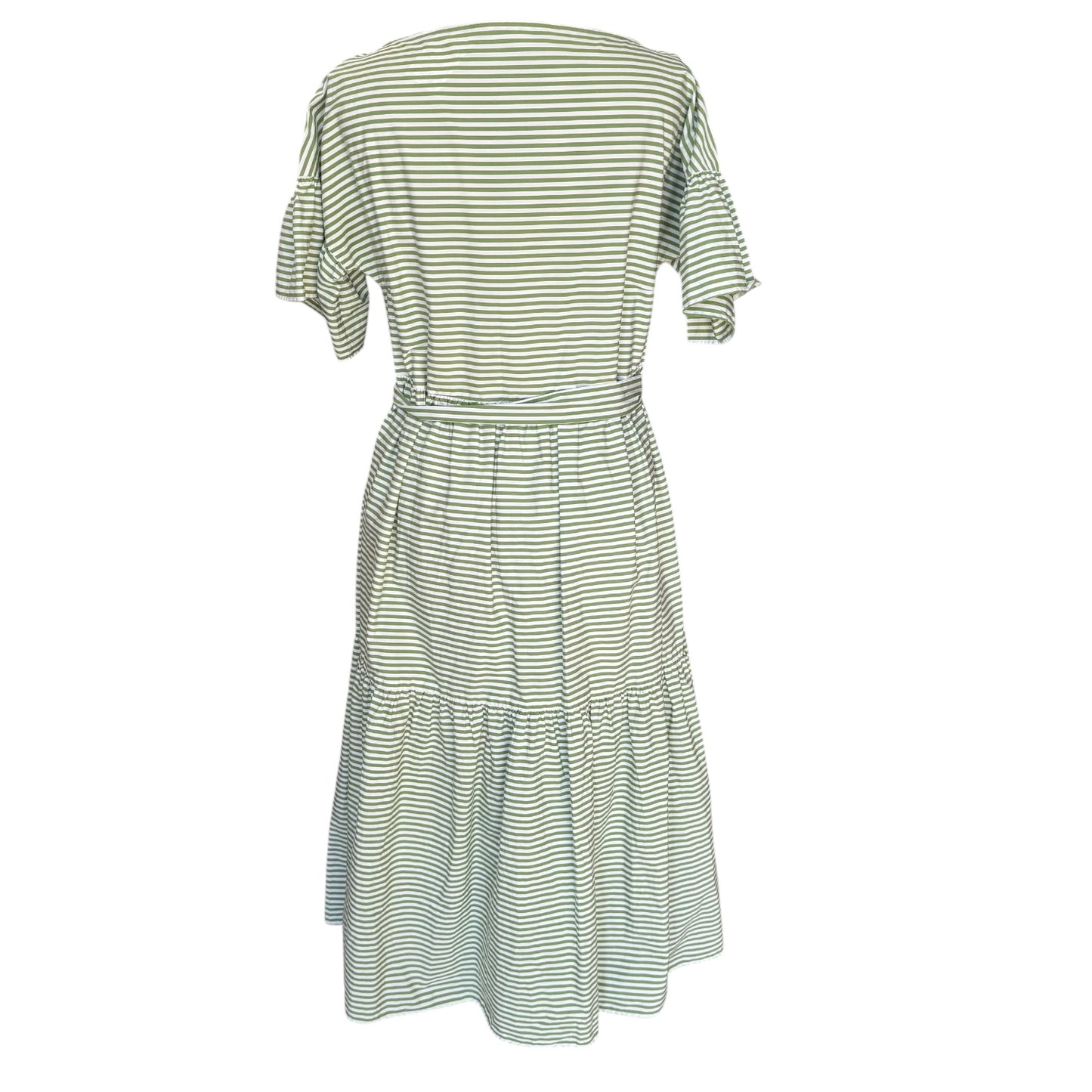 Max Mara Green Stripe Tiered Midi Dress - 12