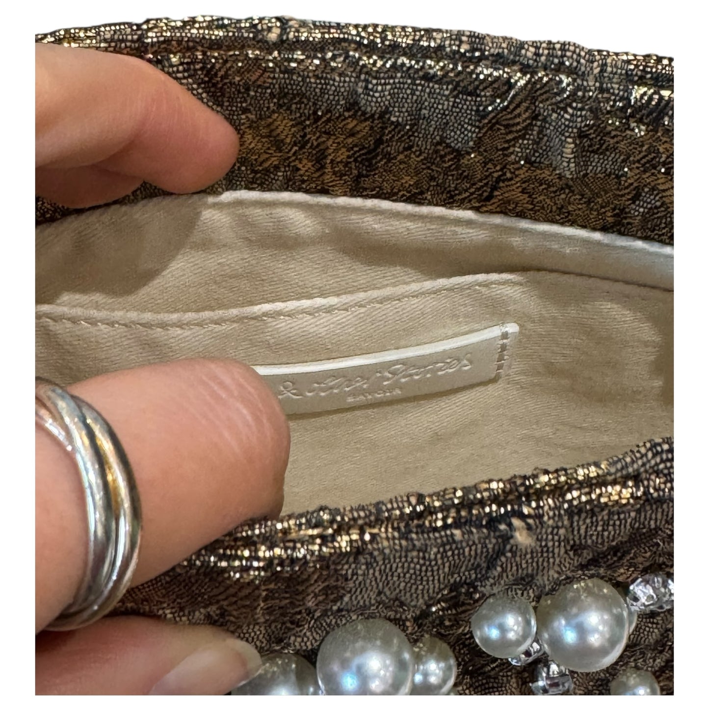 & Other Stories Gold Jacquard and Diamante Bag