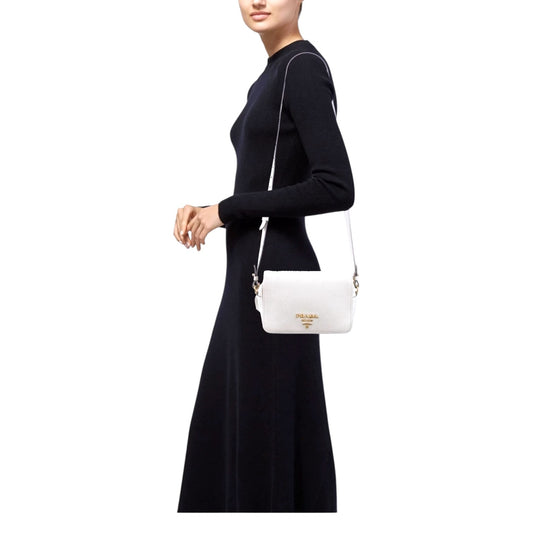 Prada Vitello Daino Soft White Crossbody Bag