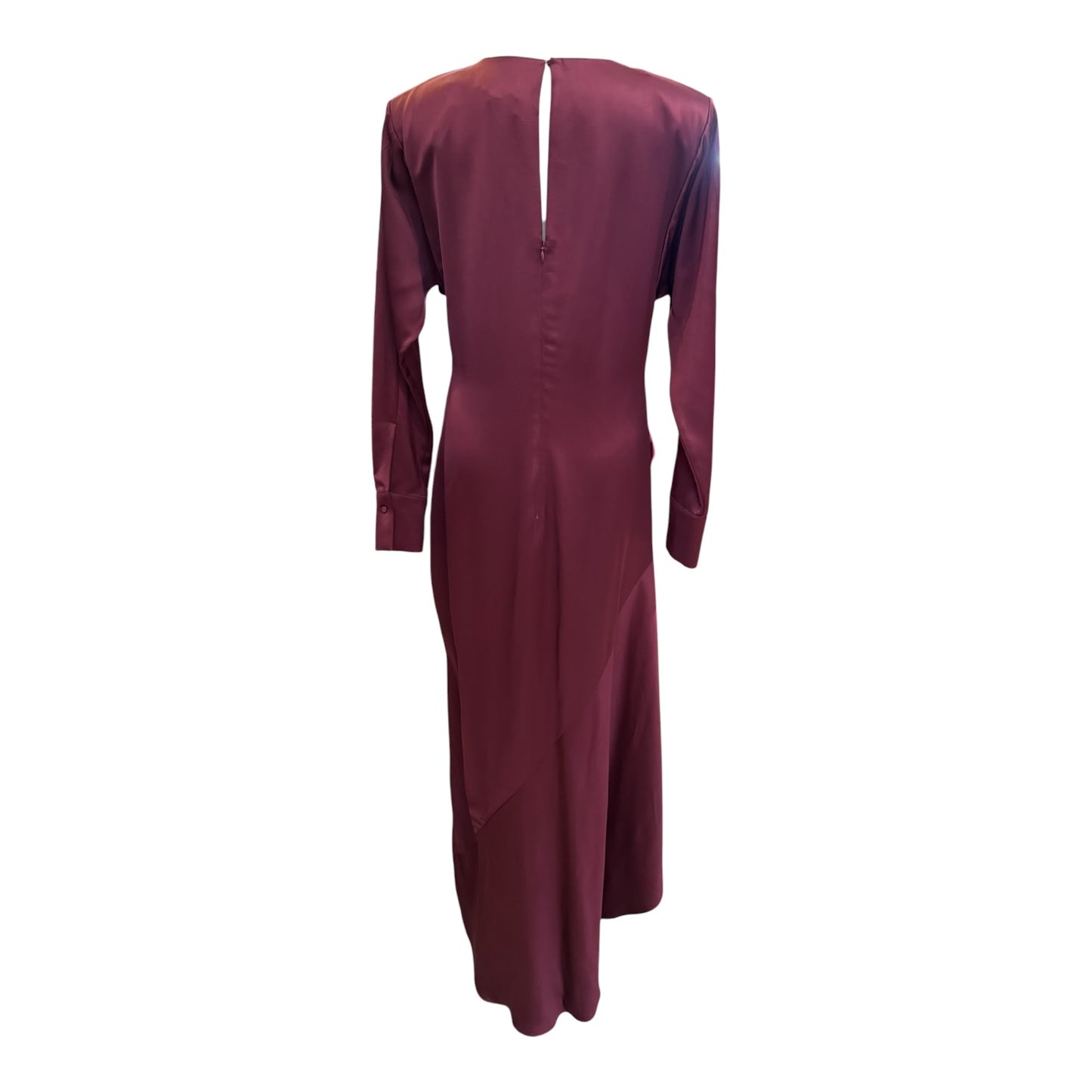 Reiss Burgundy Satin Midi Dress - 12 - NEW
