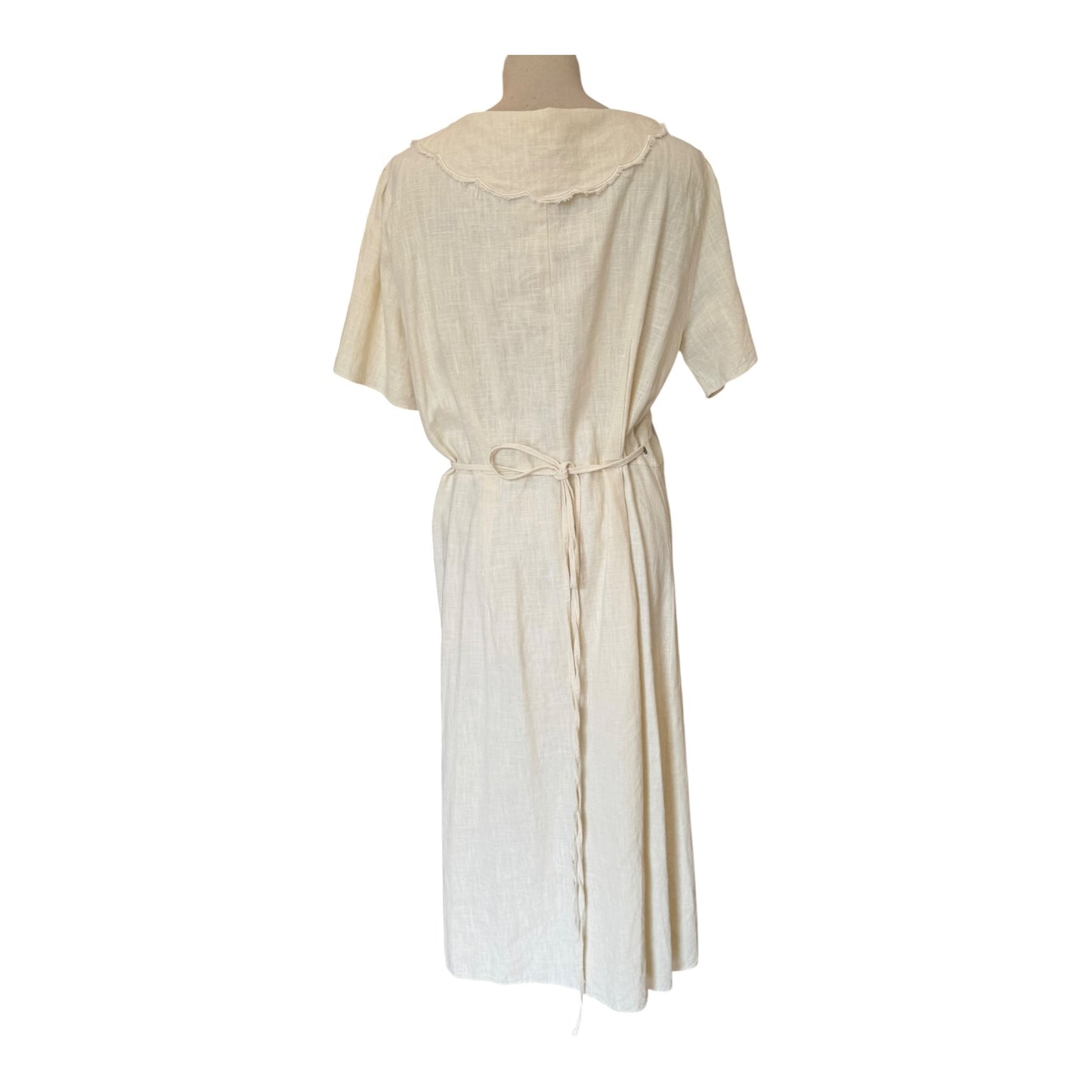Olive Cream Linen Wrap Dress - 12