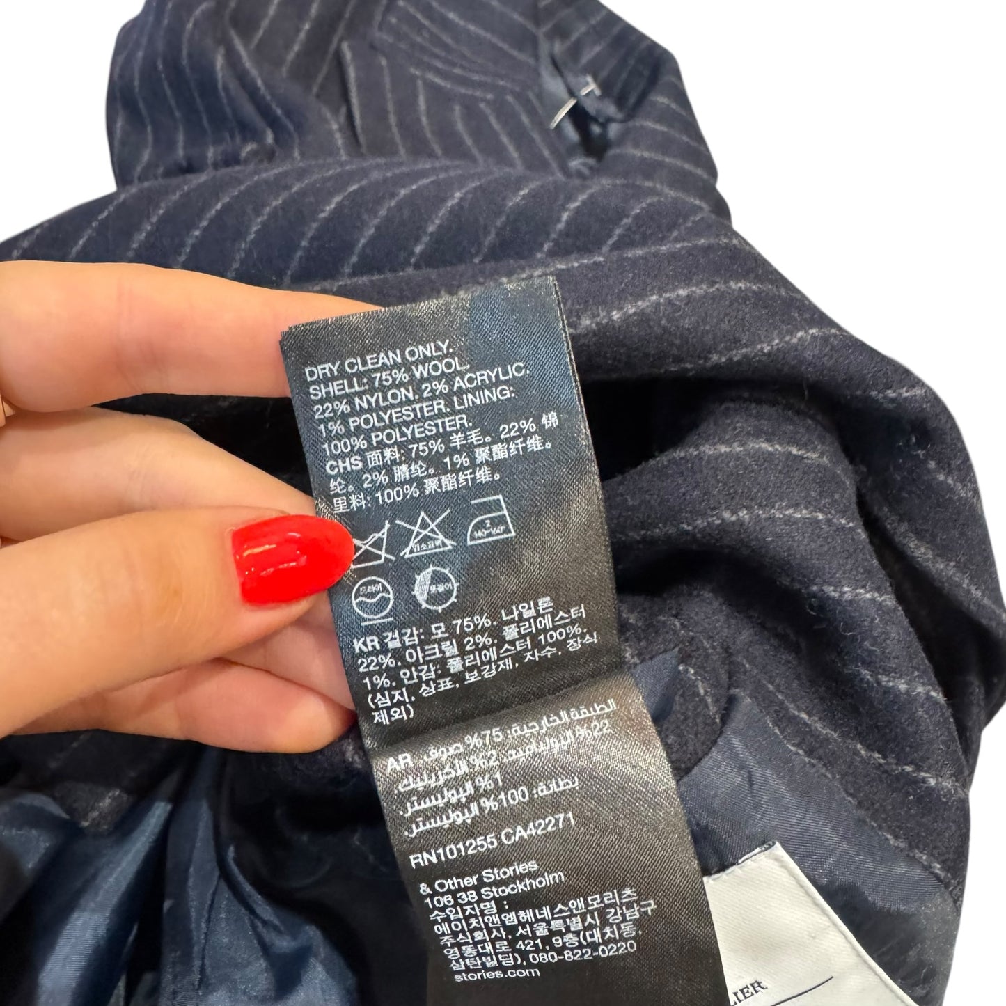 & Other Stories Navy Pinstripe Blazer - 10