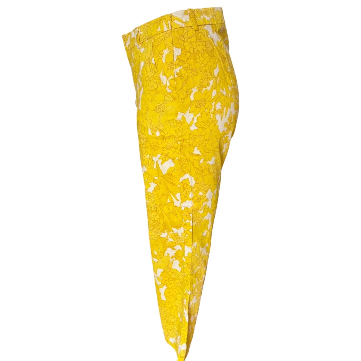 Weekend Max Mara Yellow Floral Capri Pedal Pusher Trousers - 6/8