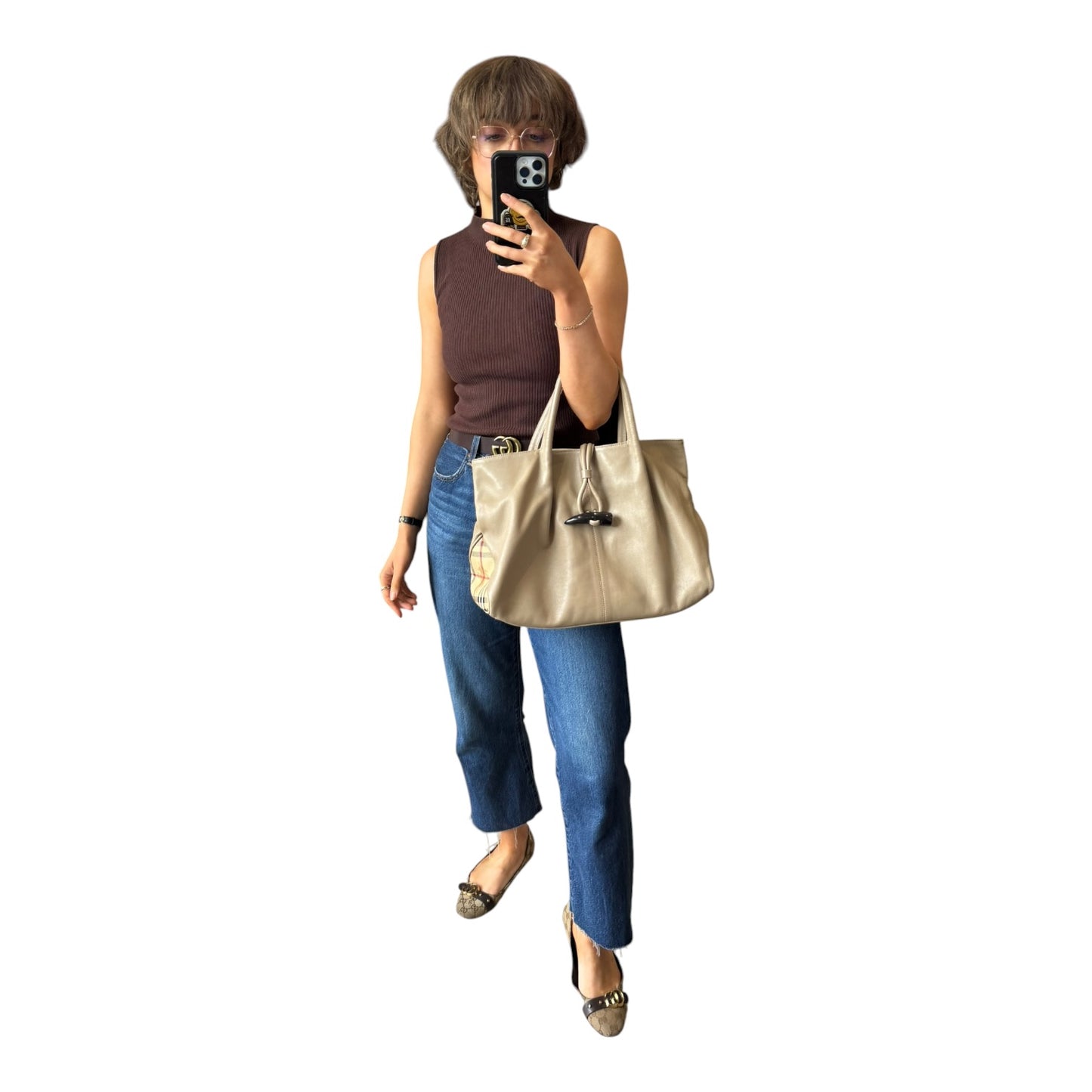 Burberry Horn Toggle Taupe Bag