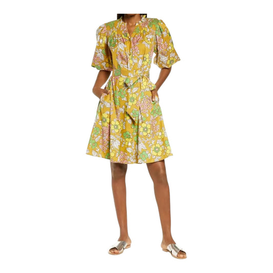 Tory Burch Mustard Floral Tie Dress - 10
