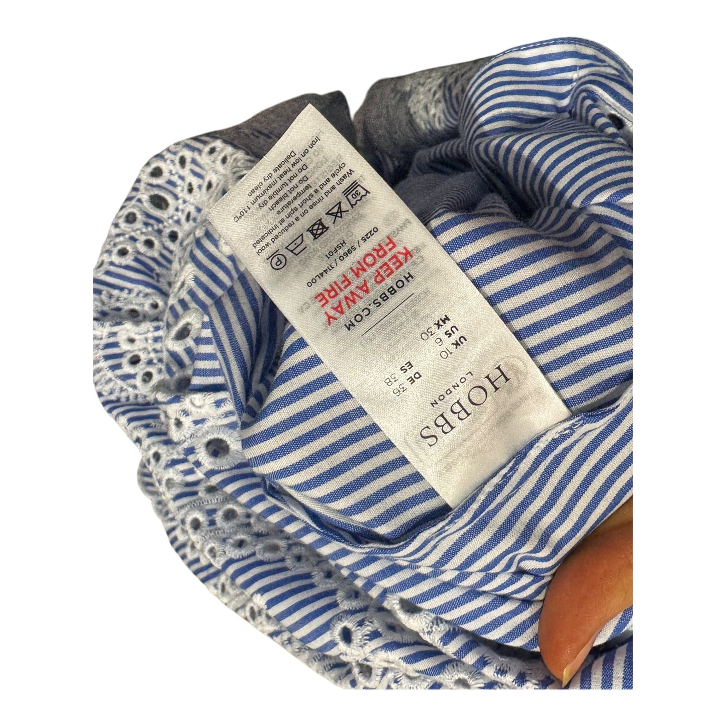 Hobbs Blue Ivory Juliette Cotton Dress - 10