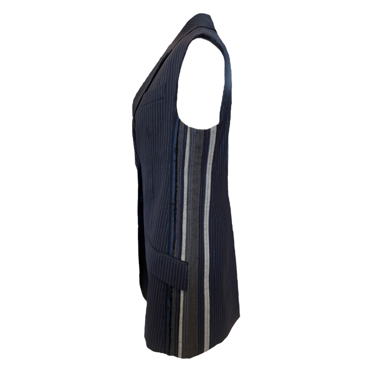 SportMax Navy Pinstripe Longline Gilet - 10