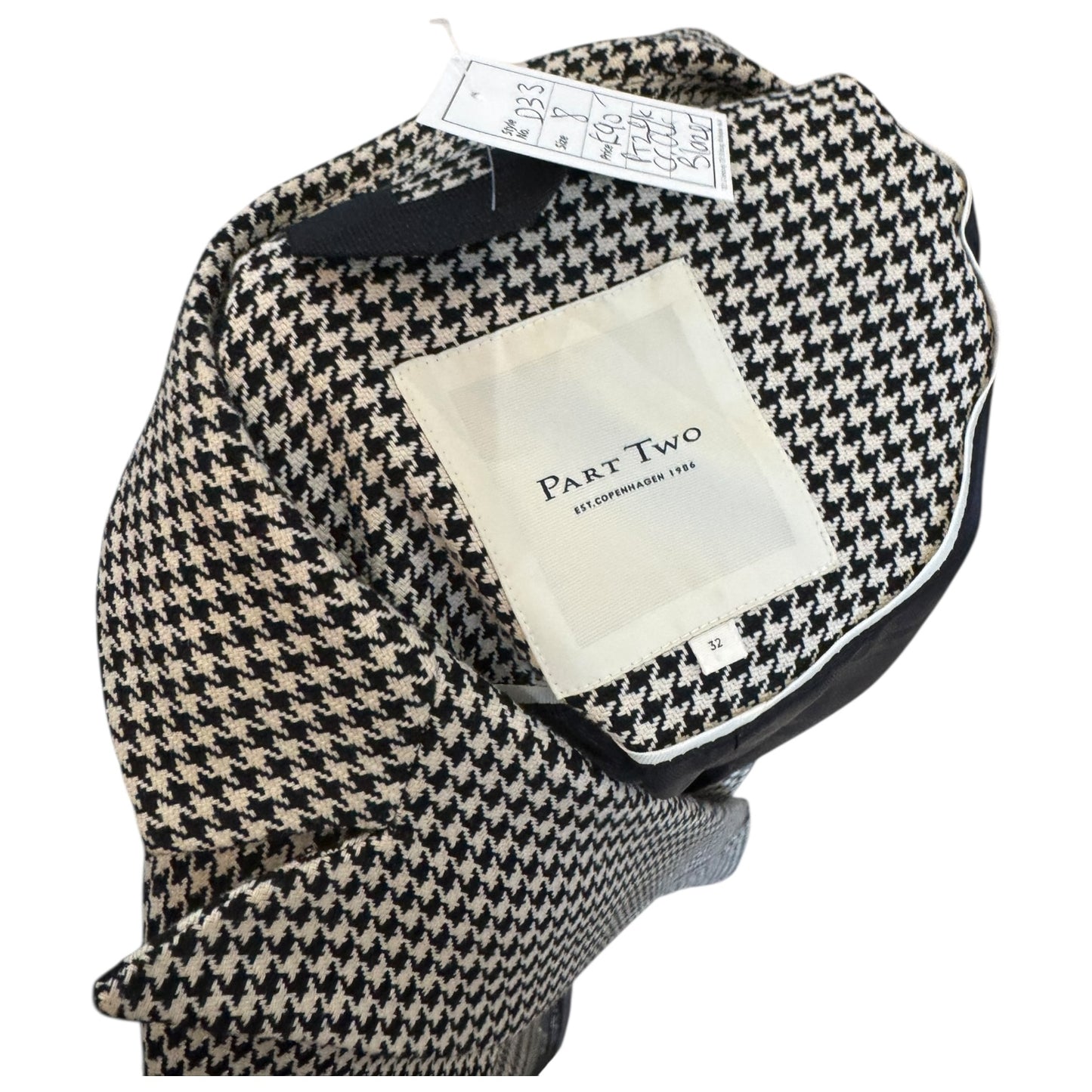 Part Two SonjaPW Black and Cream Houndstooth Blazer - 8
