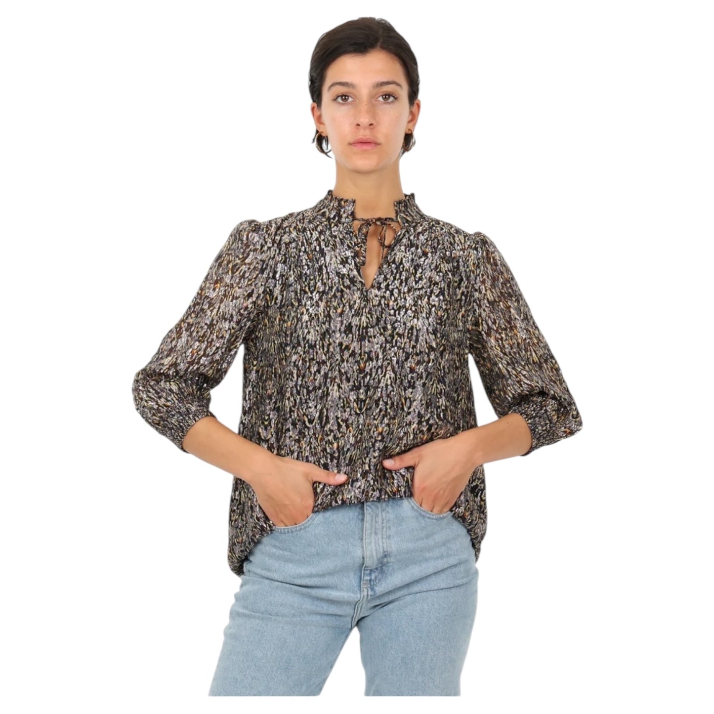 Ba&sh Gallas Metallic Tie Neck Top - 12