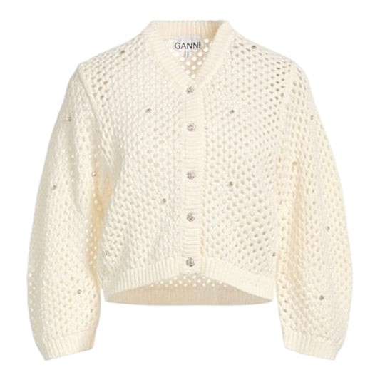 Ganni Cream Diamante Cardigan - 10/12