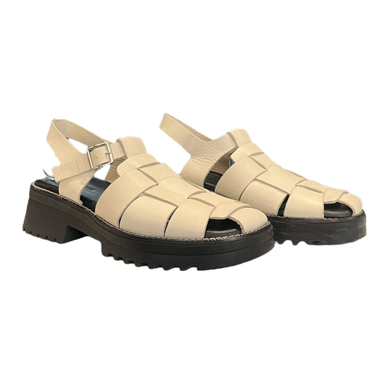 Shoon Cream Leather Sandals - 6 - NEW
