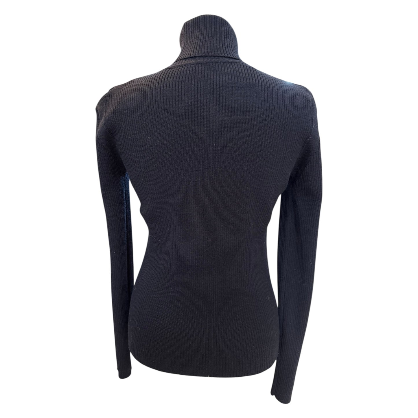 Marc Auriel Navy Wool Blend Rib Polo Neck Sweater - 10/12