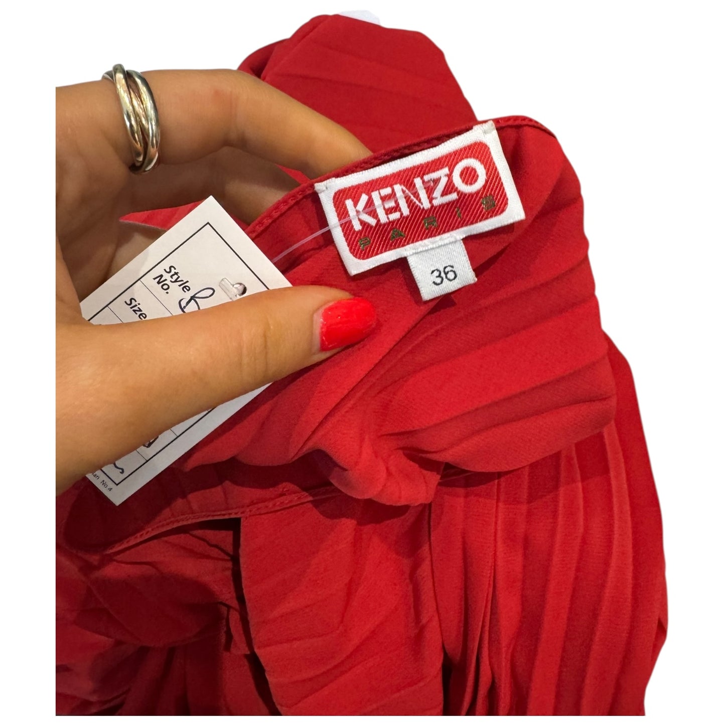 Kenzo Red Sun-ray Pleated Mini Dress - 10