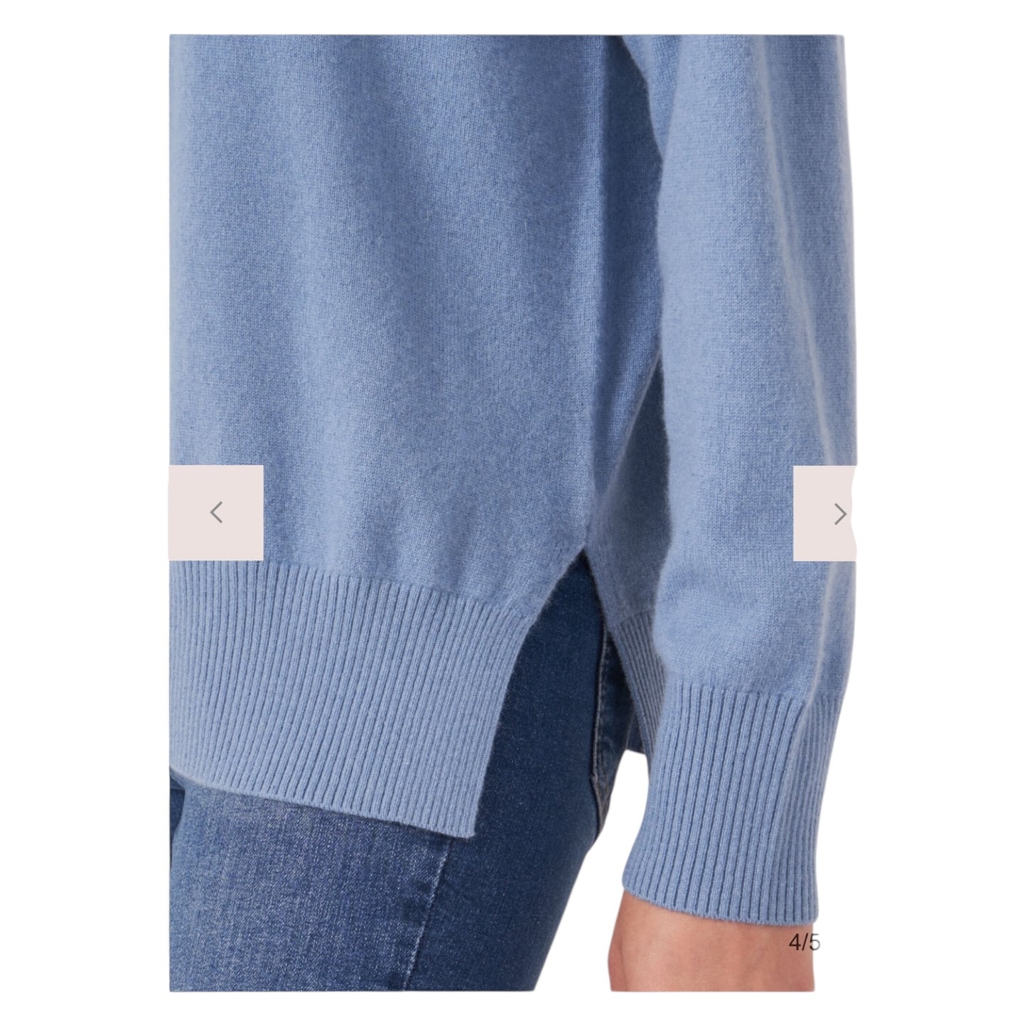 Repeat Blue 'Water' Deep V-neck Cashmere Sweater - 12/14
