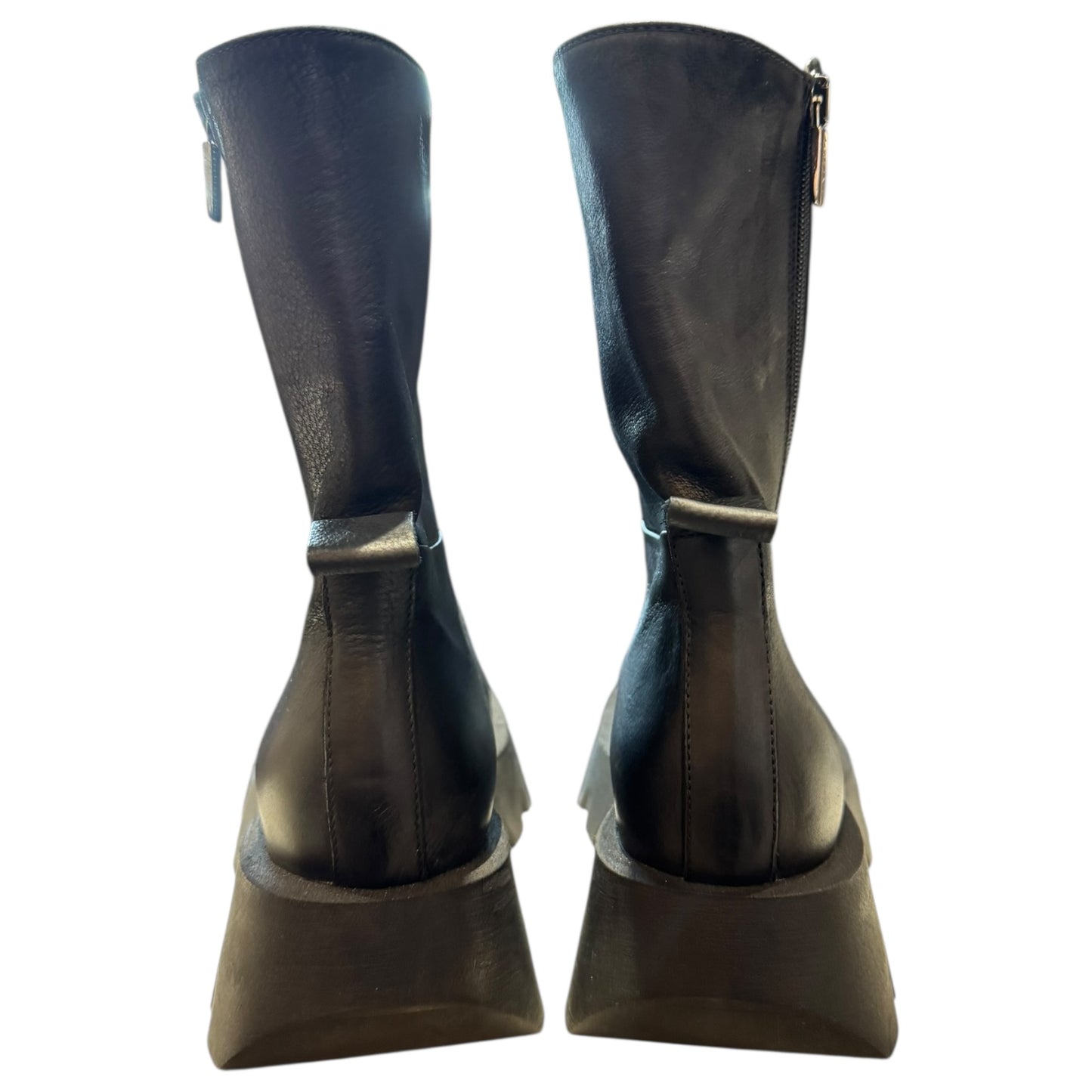 Lofina Black Leather Wrap Zip Around Boots - 38 / 5 - NEW