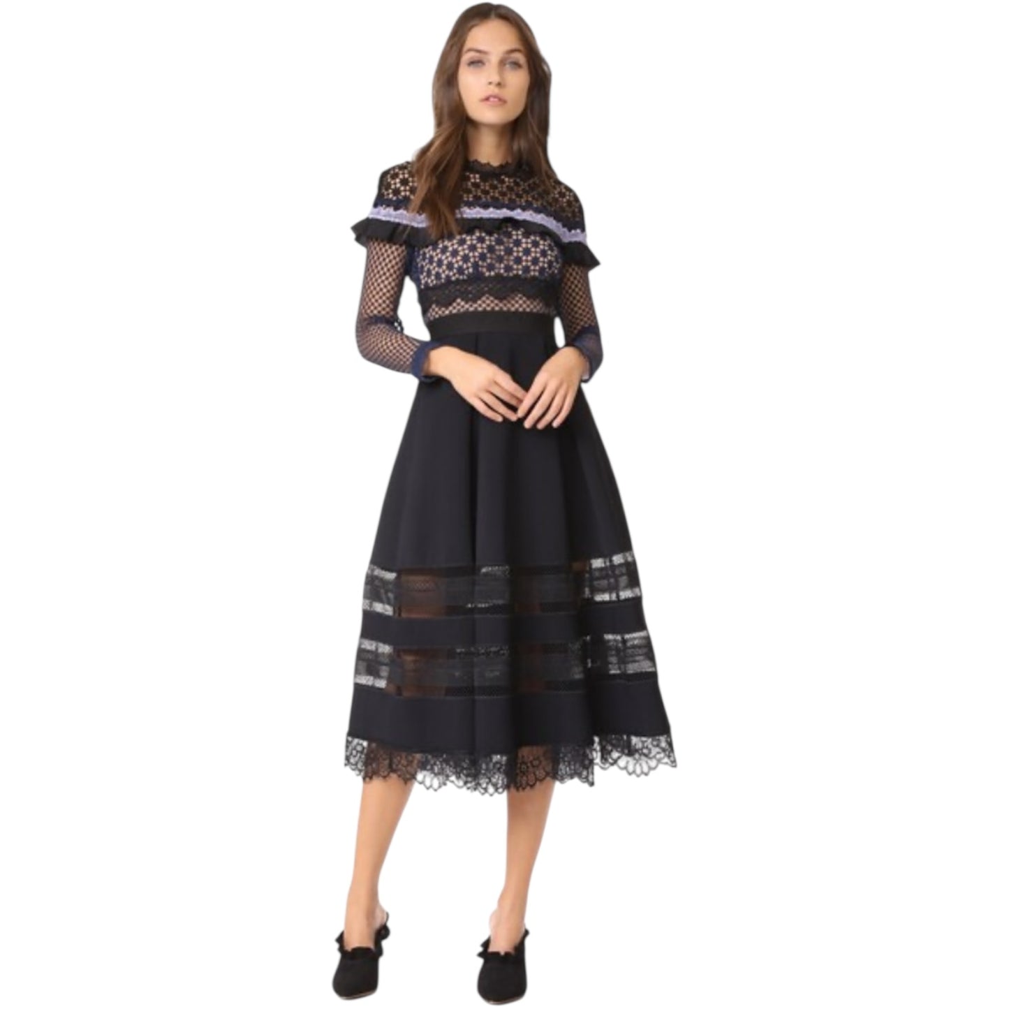 Self Portrait Bellis Lace Trim Midi Dress - 8