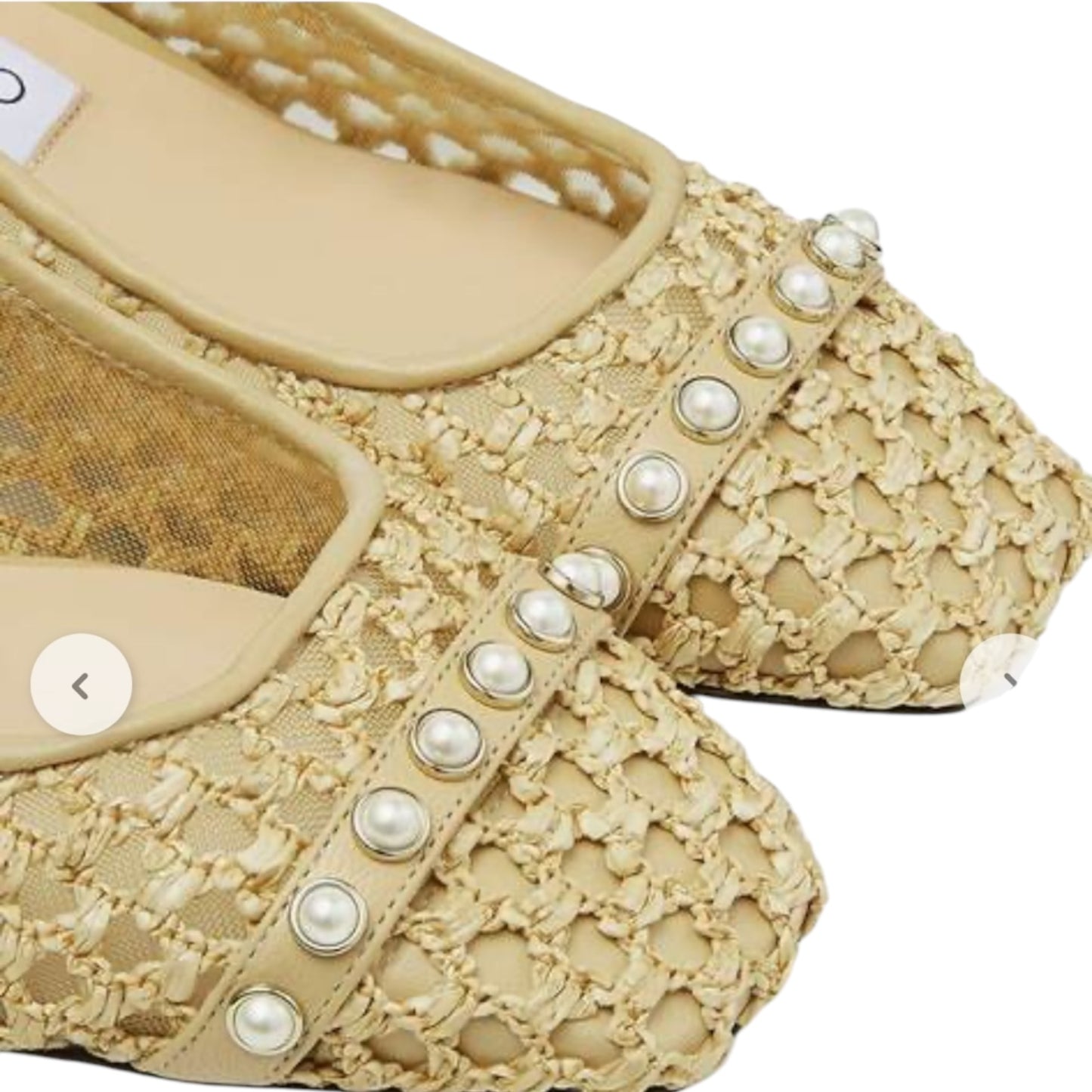 Jimmy Choo 'Hya' Raffia and Pearl Slingback Kitten Heels - 40/7