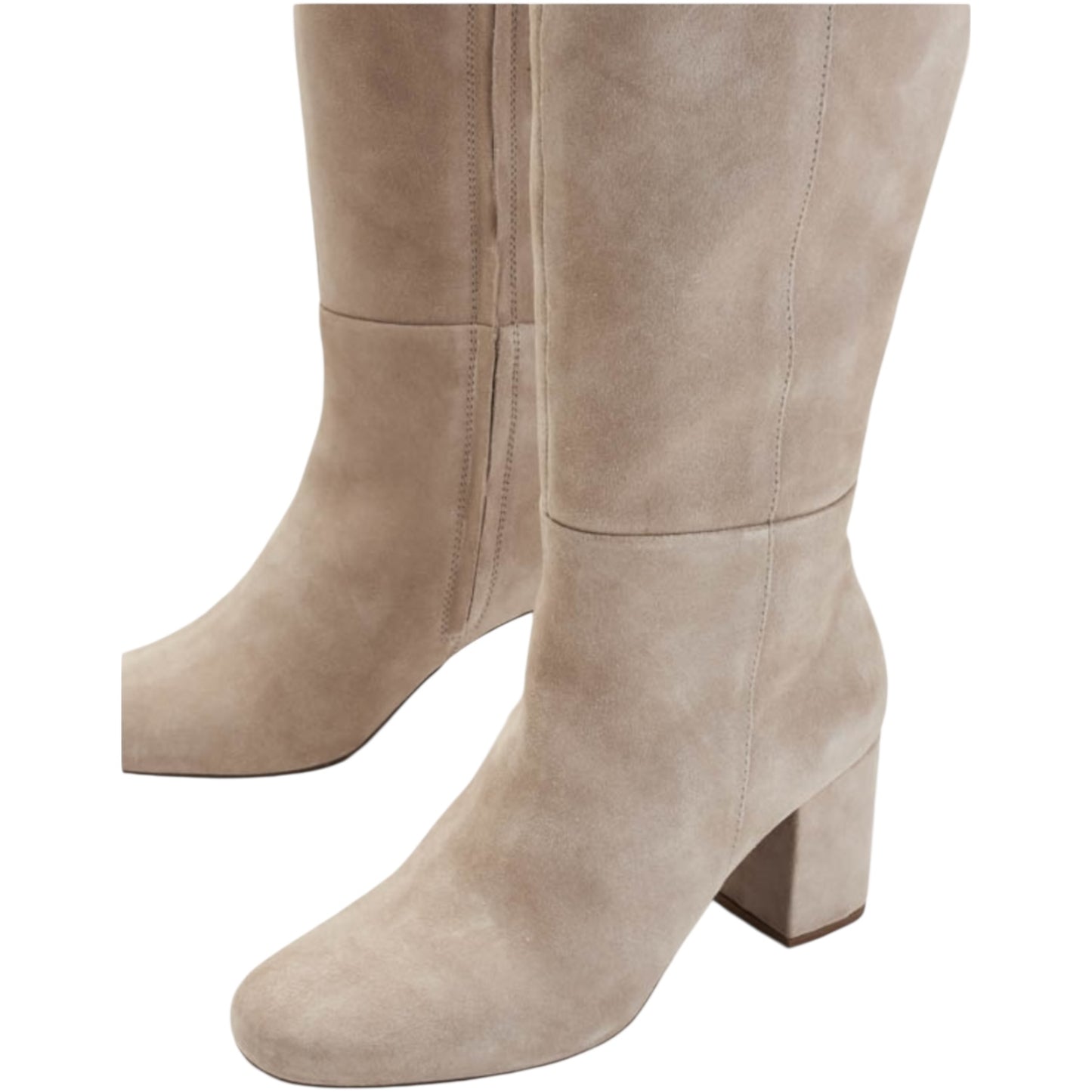 Sosandar Stone Suede Block Heel Knee High Boot - 5 - NEW