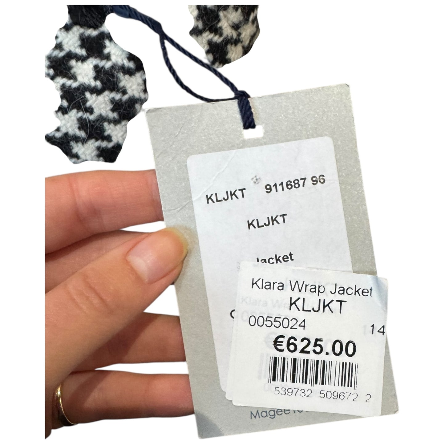 Magee Klara Black and White Houndstooth Wrap Jacket - 14/16 - NEW