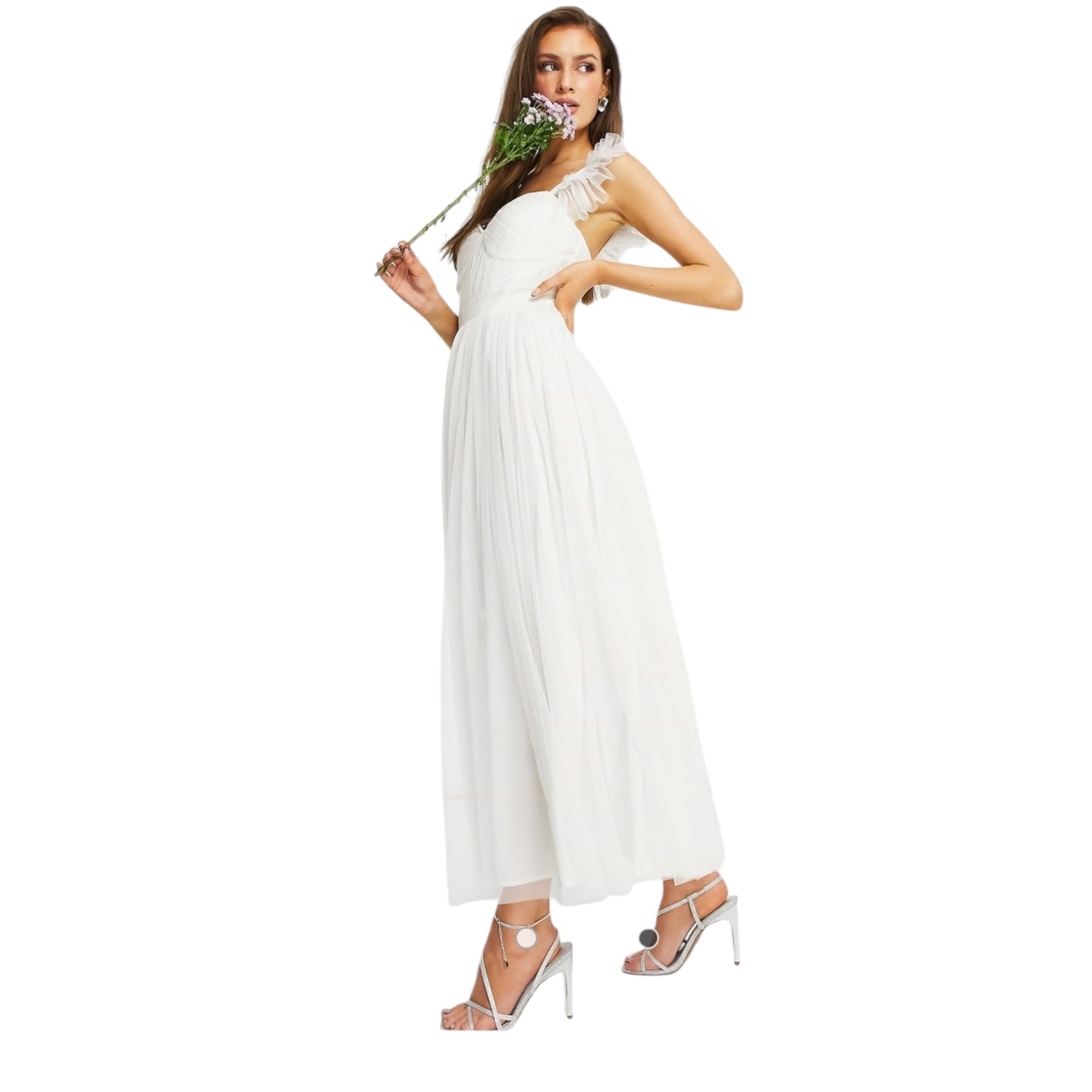 Anaya With Love Tulle Frill Sleeve Midaxi Dress - 10 - NEW
