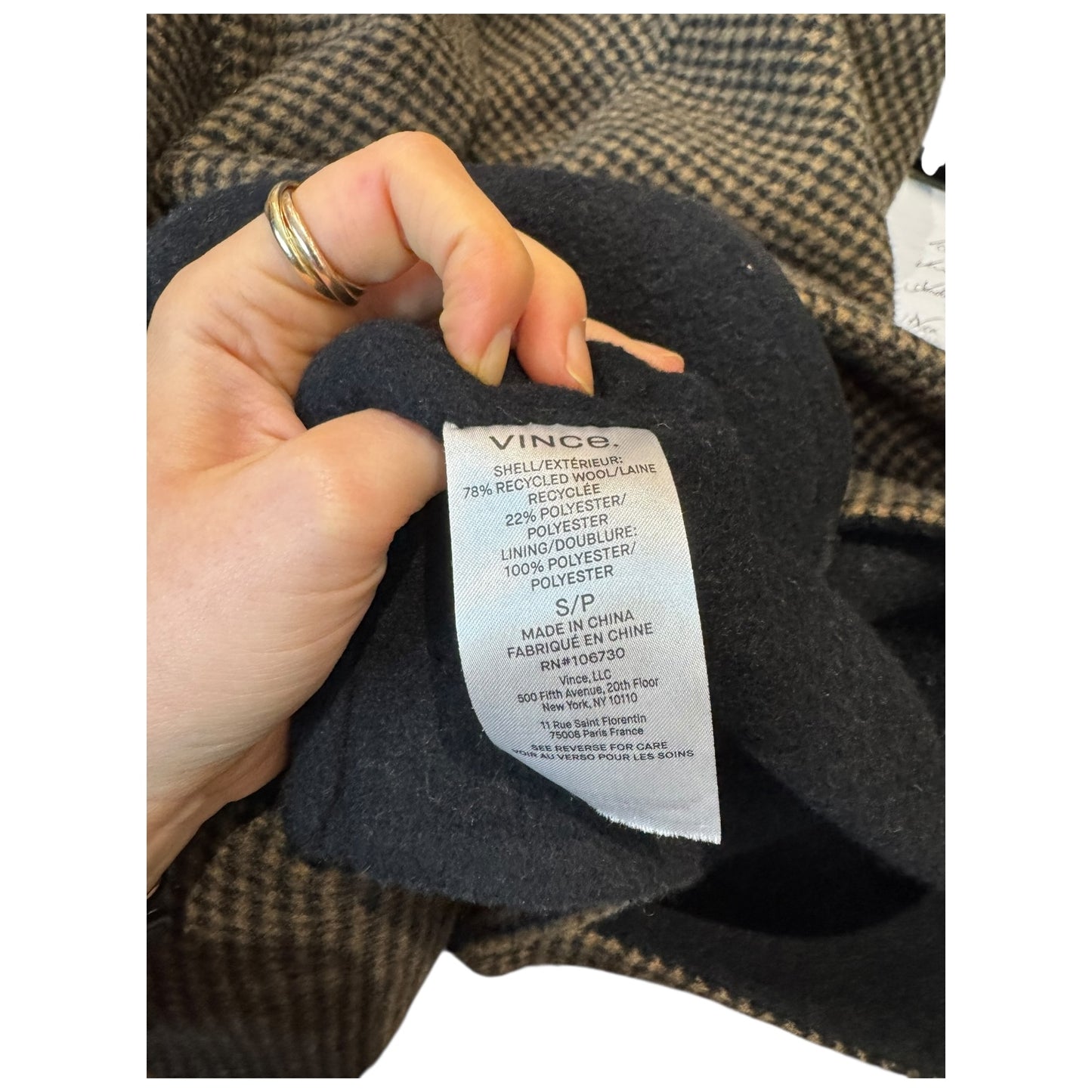 Vince Brown Houndstooth Wool Blend Coat - 10