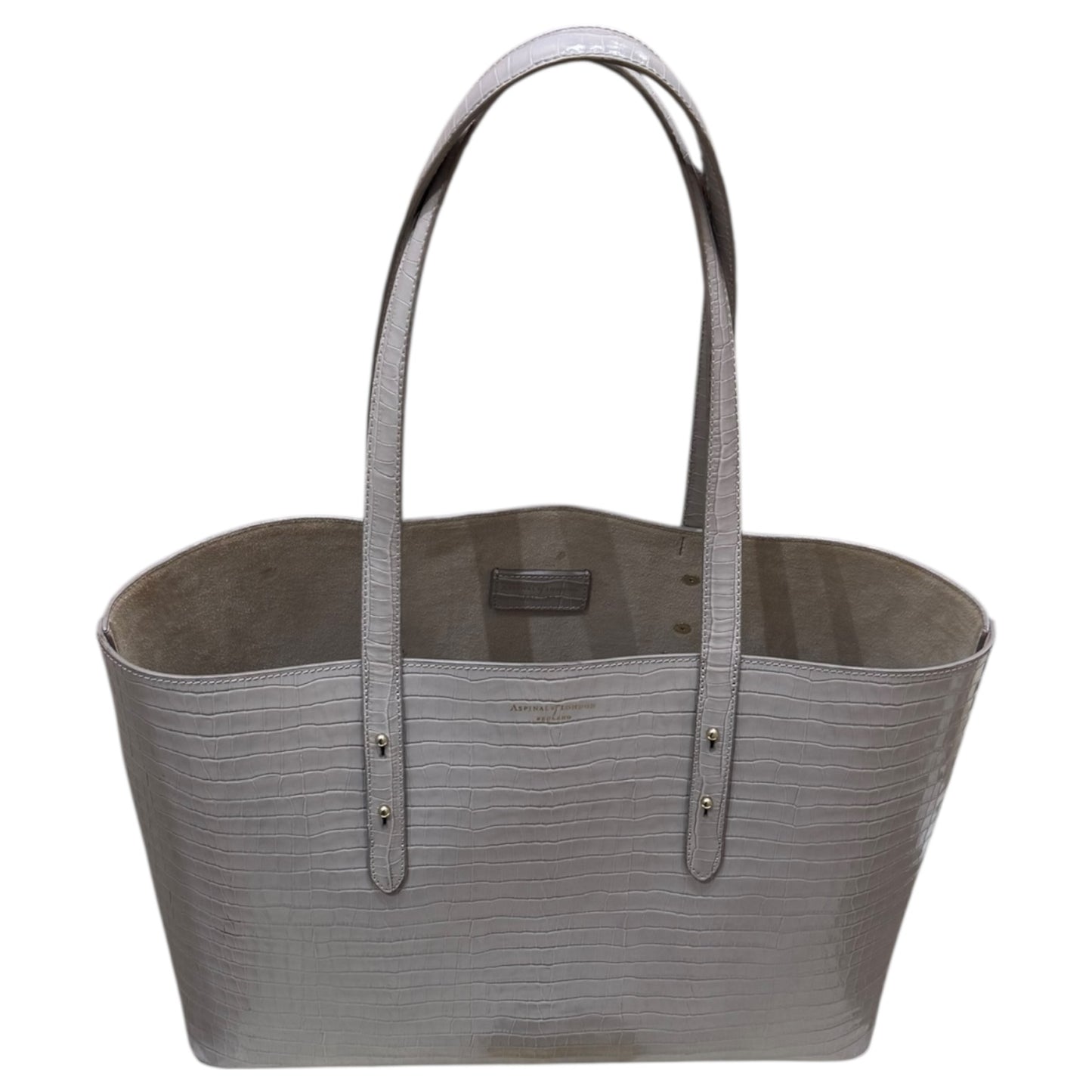 Aspinal of London Regent Tote Dove Grey Croc Leather Tote Bag
