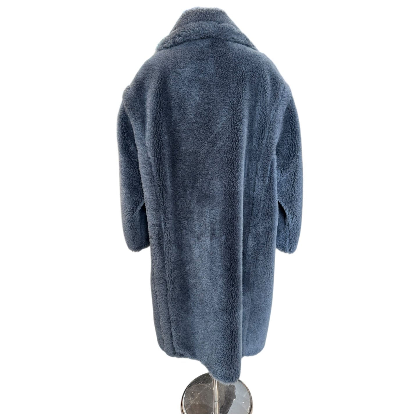 Meteo Yves Salomon Blue Wool Boucle Longline Coat - 10