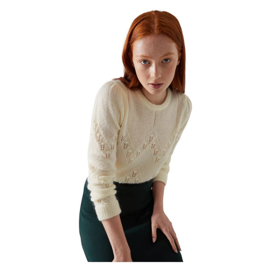 LK Bennett Ebba Cream Mohair-Blend Bubble Knit Jumper - 12/14