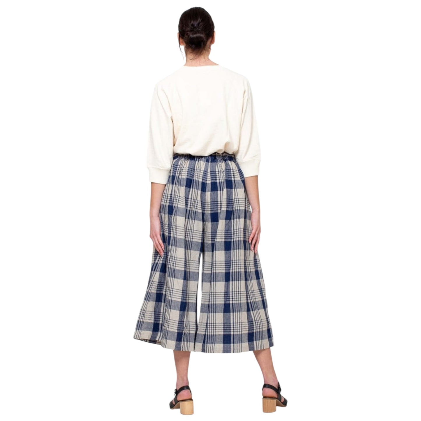 Ichi Antiquites Blue Check Linen Culottes - 10