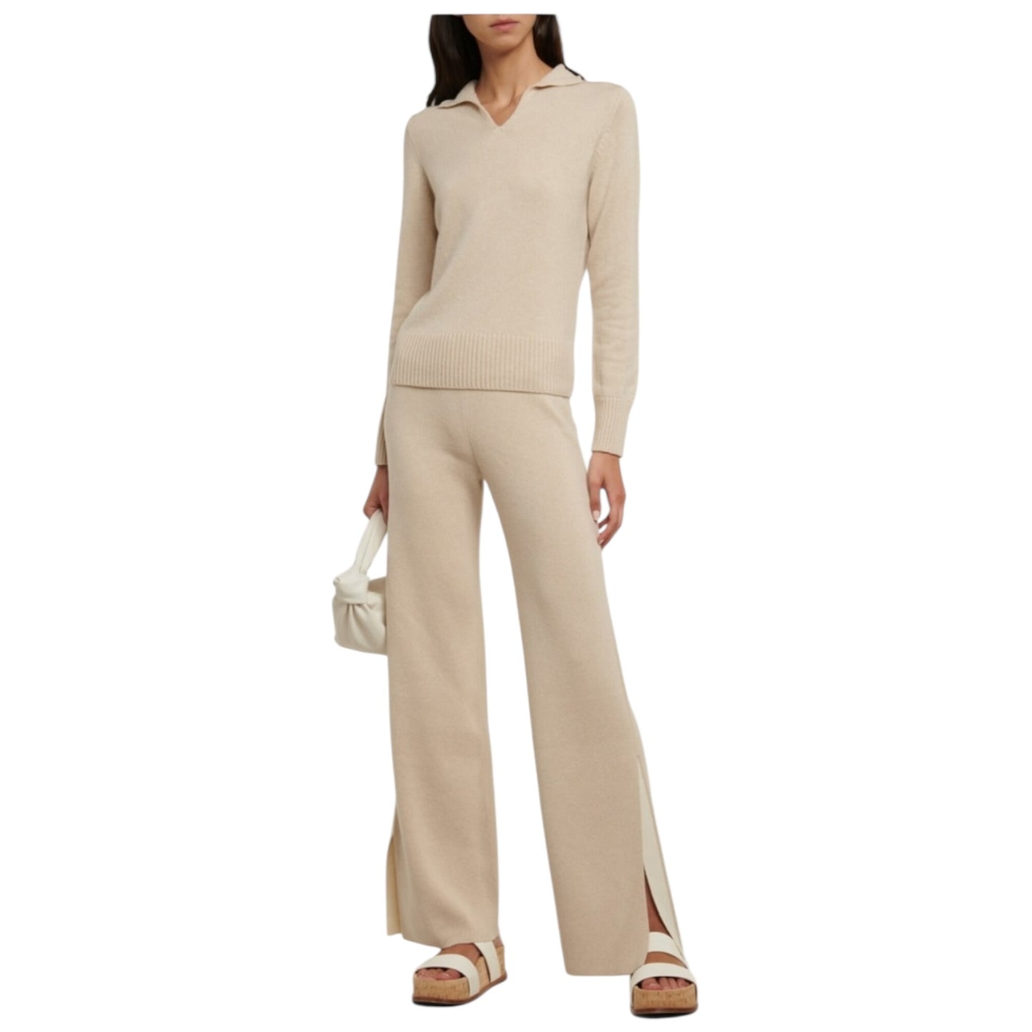 Loro Piana Biege Grassmoor Cashmere Polo Sweater - 10