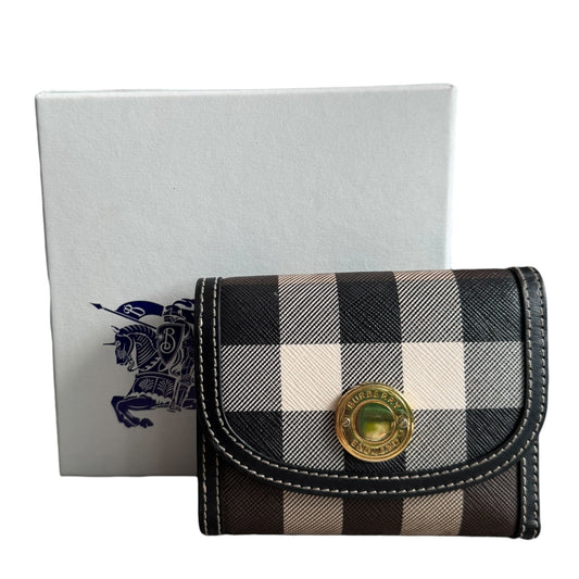 Burberry Check Leather Small Folding Wallet - NEW