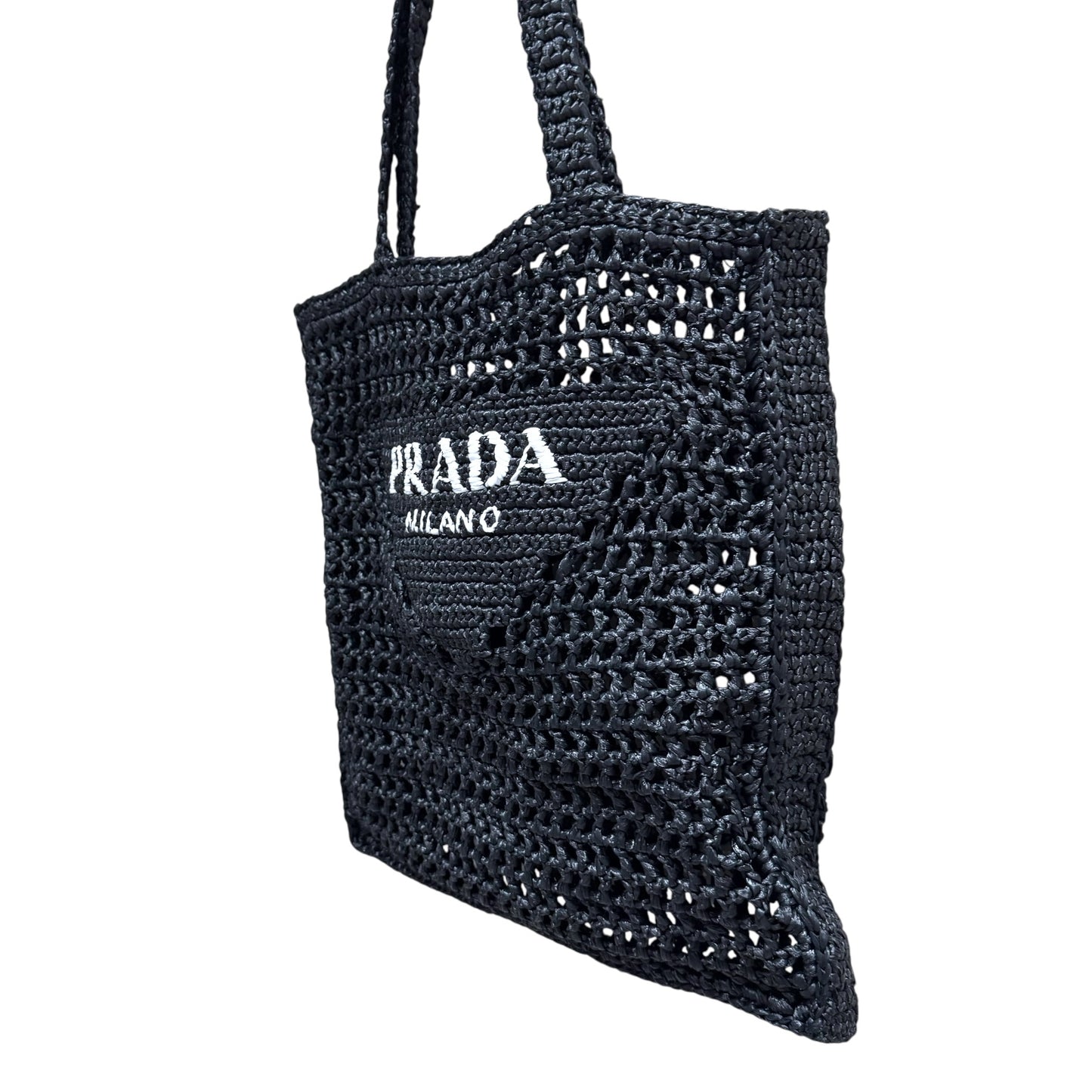 Prada Black Raffia Tote Bag