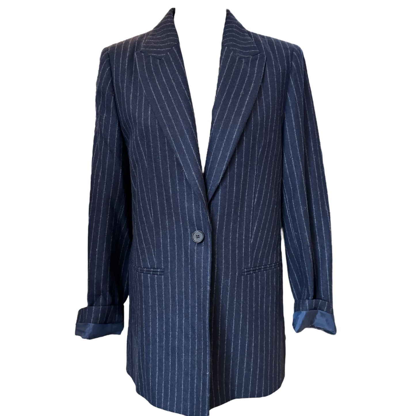 & Other Stories Navy Pinstripe Blazer - 10