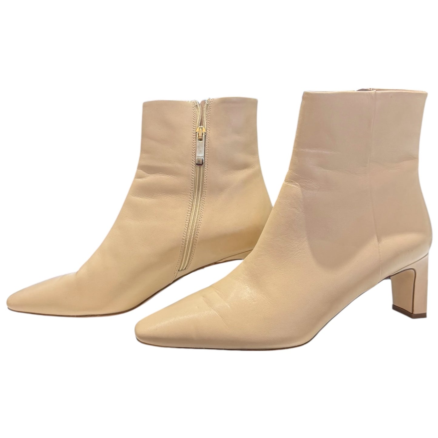 LK Bennett Margaux Sand Leather Blunt Toe Boots - 39 / 6