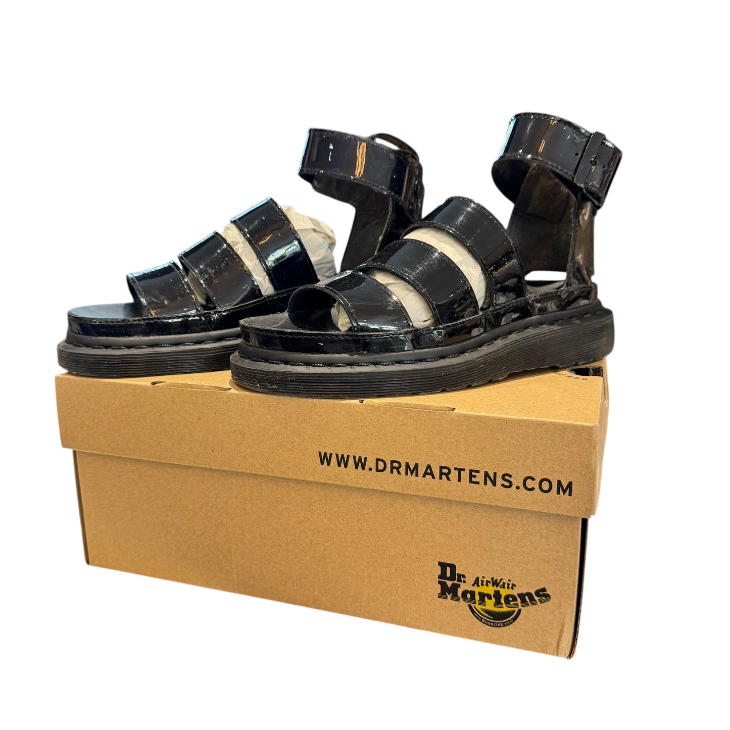 Dr Martens Black Patent Leather 'Clarissa II' Sandals - 4/37
