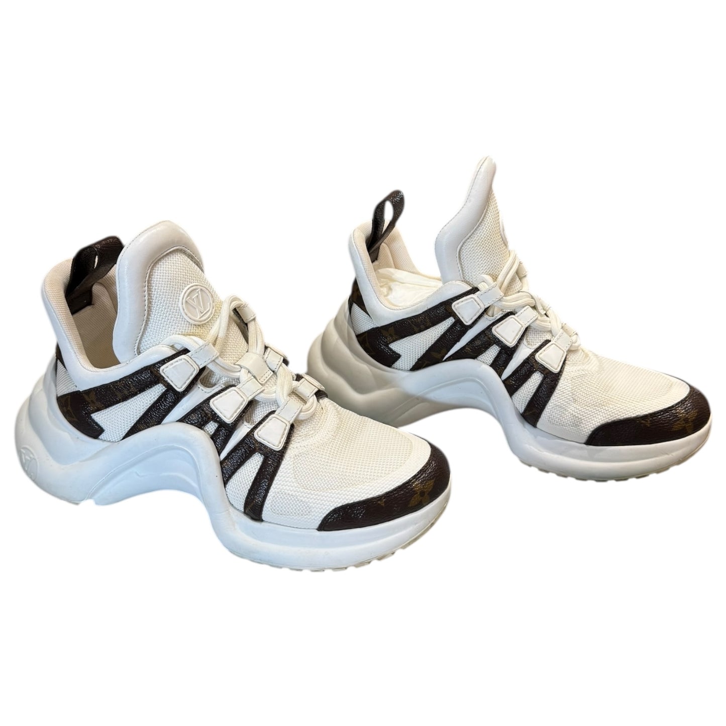 Louis Vuitton White and Brown Monogram Archlight Trainers - 37/4