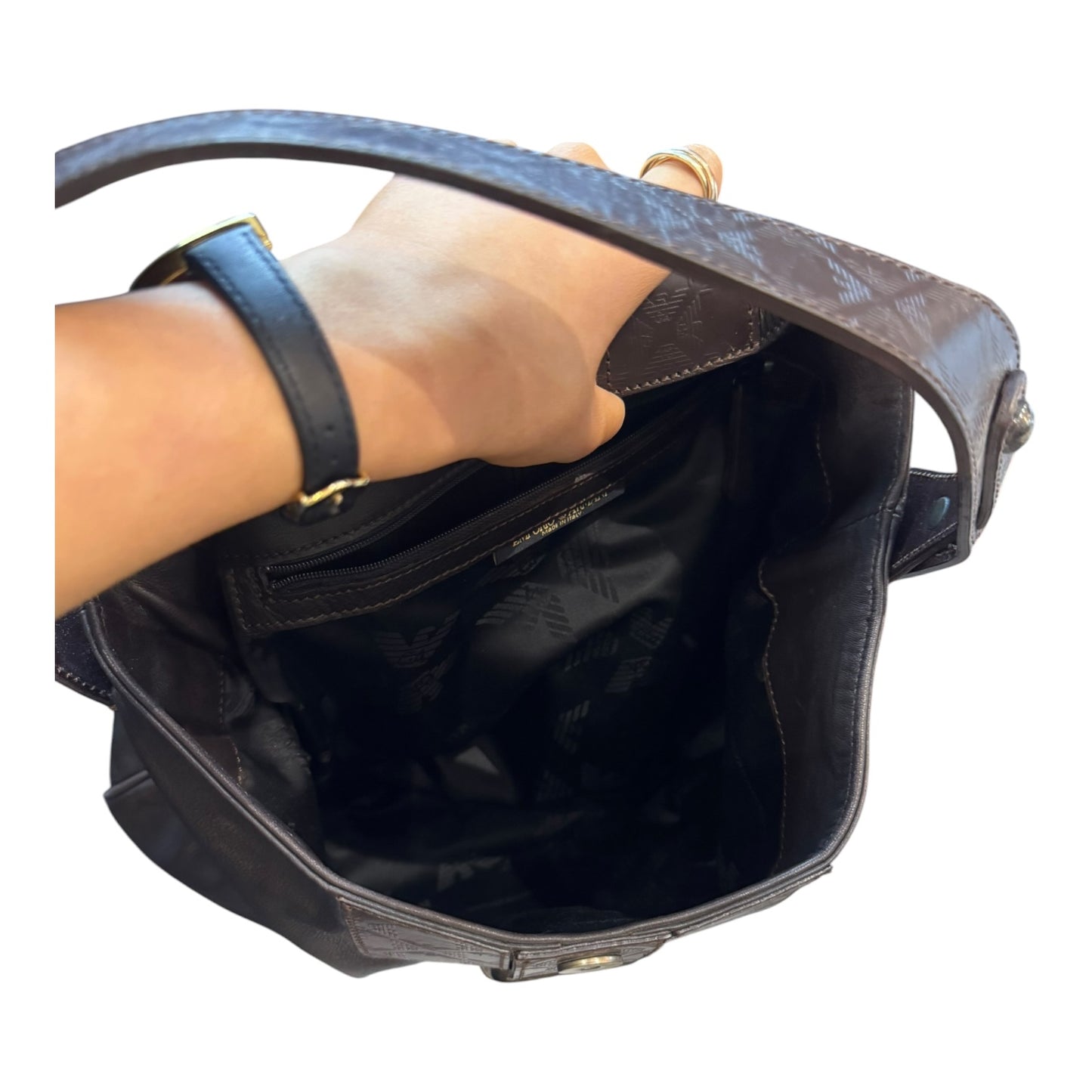 Emporio Armani Brown Leather Hobo Bag