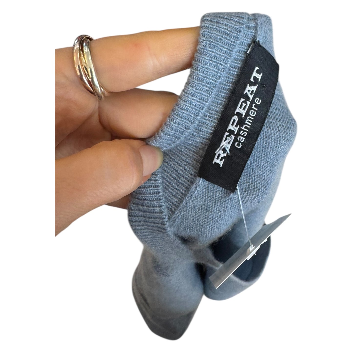 Repeat Blue 'Water' Deep V-neck Cashmere Sweater - 12/14