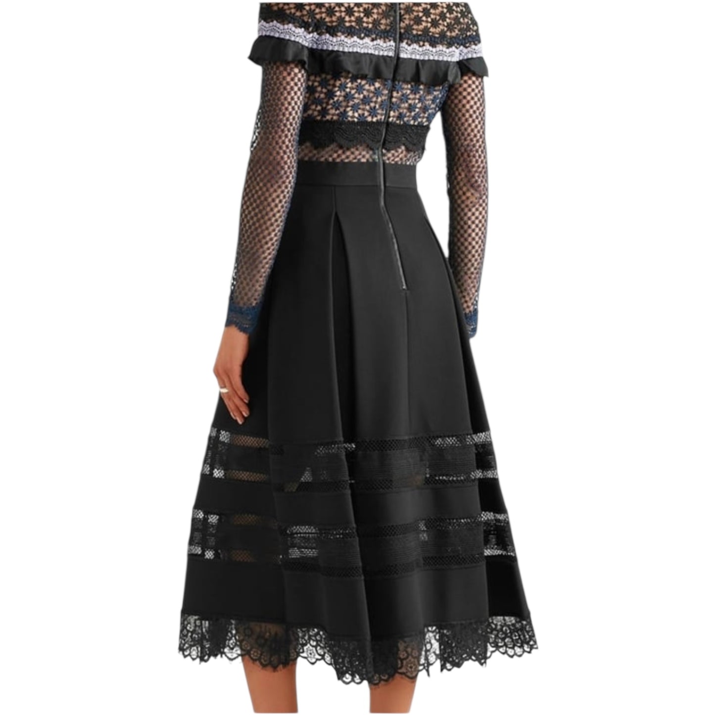Self Portrait Bellis Lace Trim Midi Dress - 8