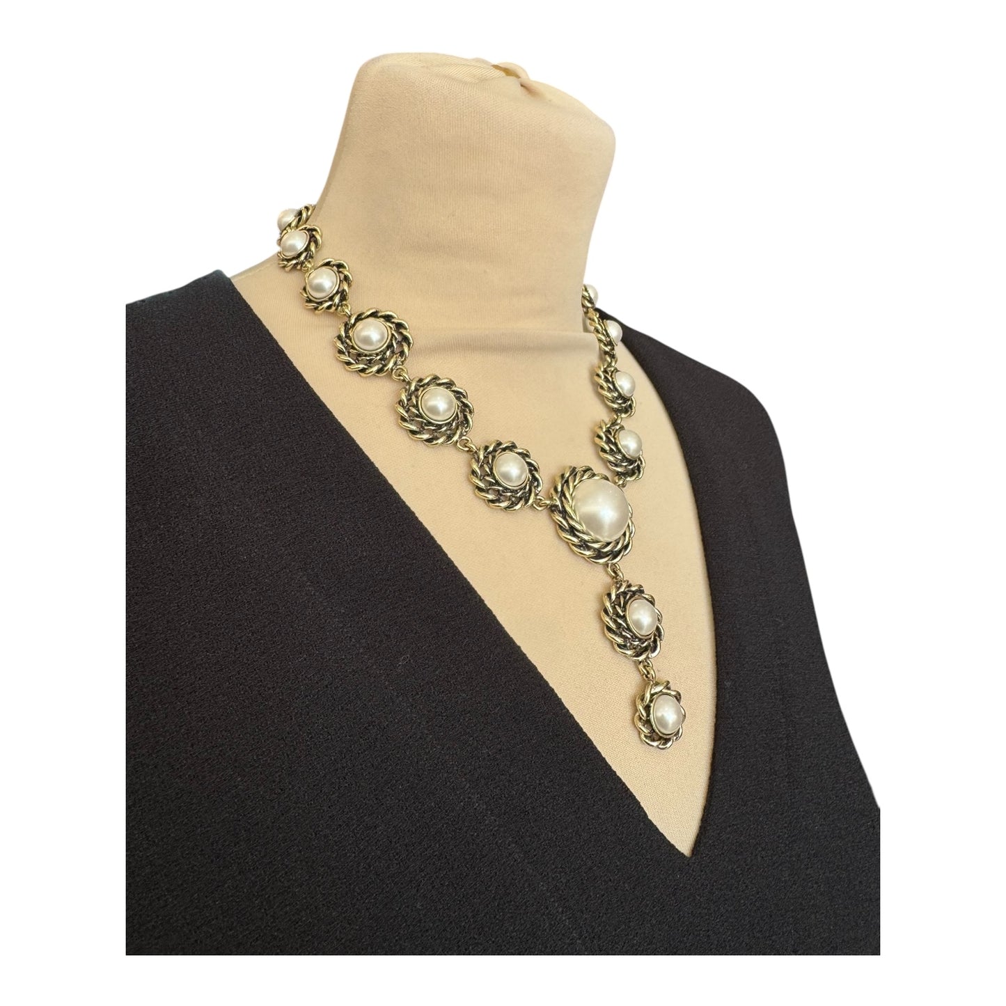 Gold and Pearl Statement Necklace